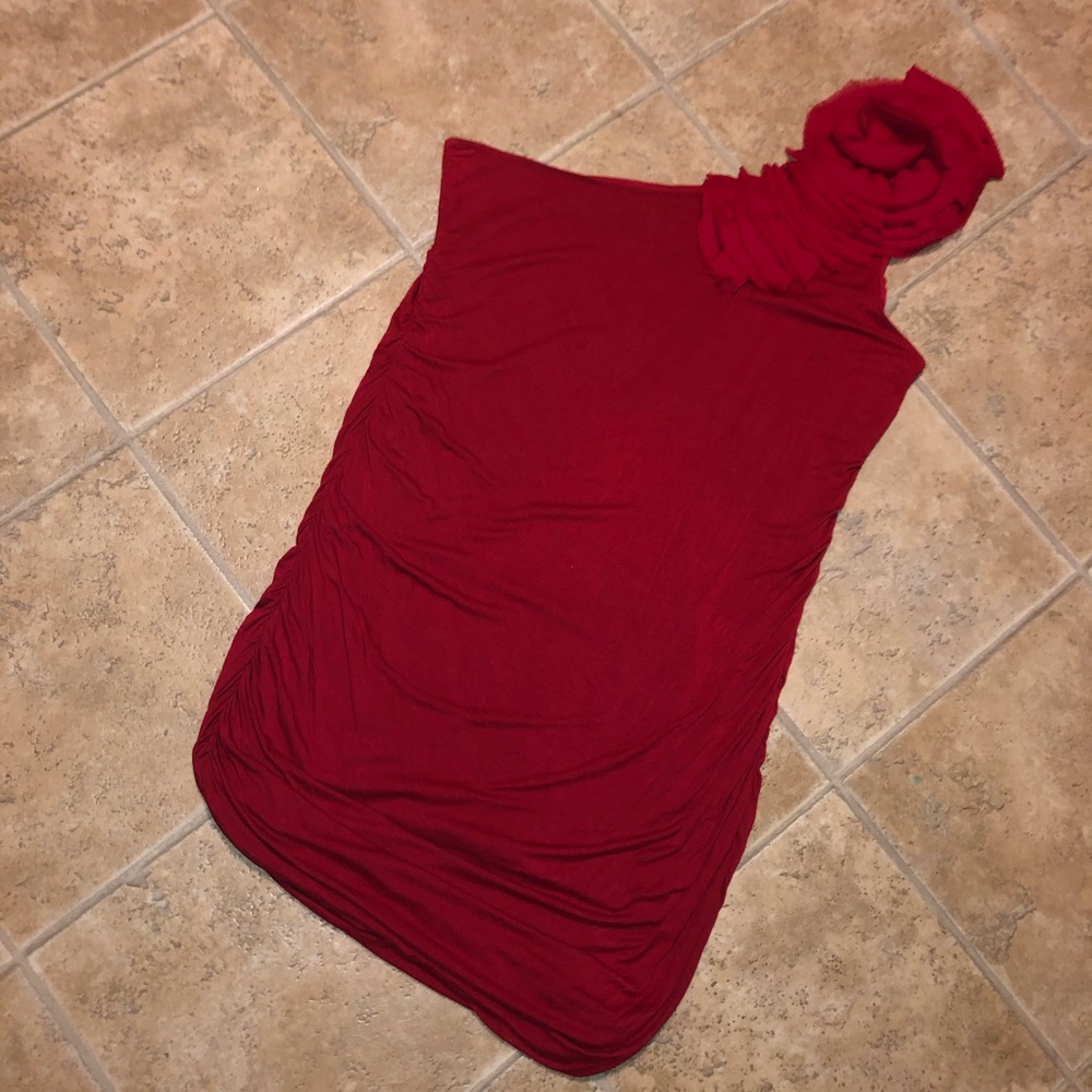 VINTAGE Red One Shoulder Dress 2X Made in USA 🇺🇸